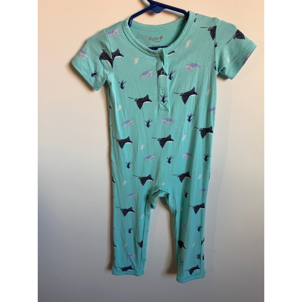 Kyte Baby Aqua Stingray Turtle Bamboo Romper 18-24 Months